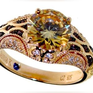 Elegant Round Chocolate Topaz Designer Ring